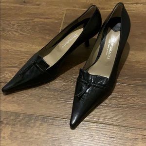 Bruno Magli black leather kitten heel